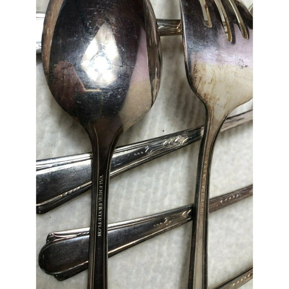 Valencia Silver Plate Silverware Serving Fork & Serving Spoons - Picture 6 of 7